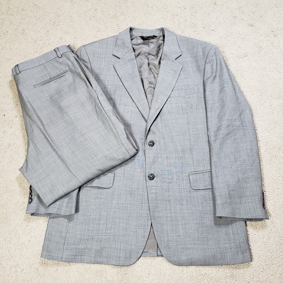 Jos. A Bank 2 Piece Suit Mens 43R 34X28 Gray 2 Button SV Wool Cashmere